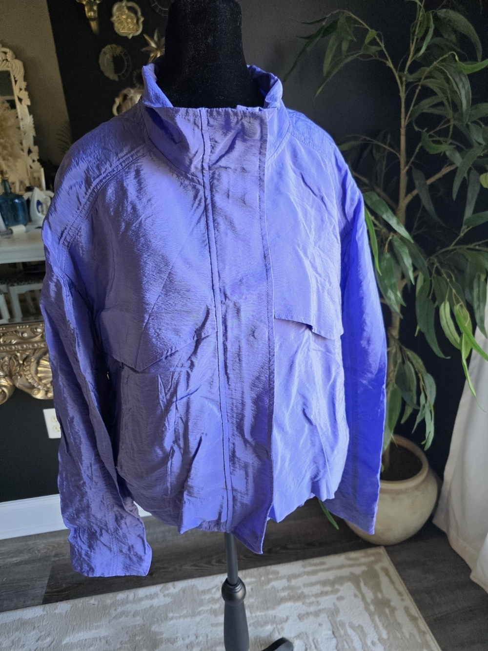 Athleta Violet Drawstring Active Windbreaker Jacket Size XL